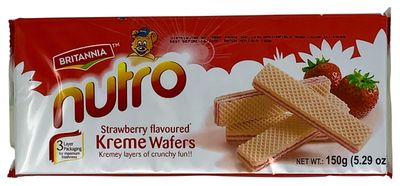 Britannia Nutro Strawberry Flavoured Kreme Wafers - 150gm