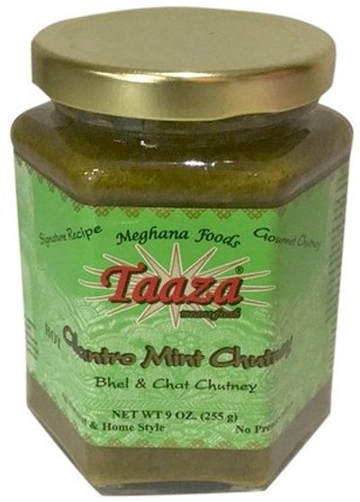Taaza Cilantro Mint Chutney, Bhel & Chat Chutney, Hot - 9oz