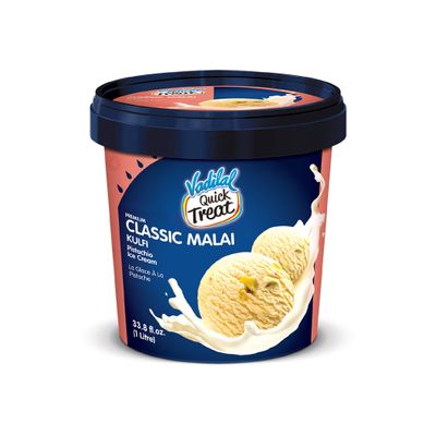 Vadilal Quick Treat Classic Malai Kulfi Ice Cream - 1Liter