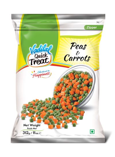 Vadilal Quick Treat Frozen Green Peas & Carrots - 312gm