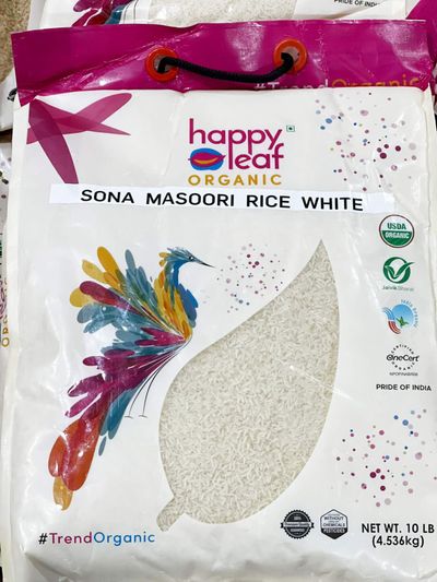 Happy Leaf Org Sona Masoori Rice White Premium - 10LB