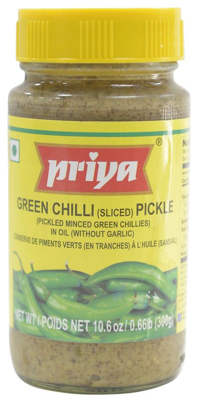 Priya Green Chilli Pickle Without Garlic 300gm