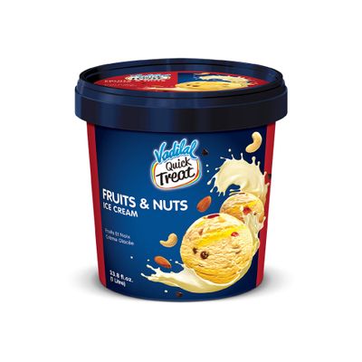 Vadilal Quick Treat Fruits & Nuts Ice Cream - 1Liter