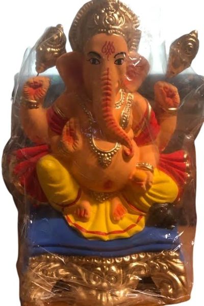 Ganesh Clay Idol 6.5 Inch (Color & Decorated)