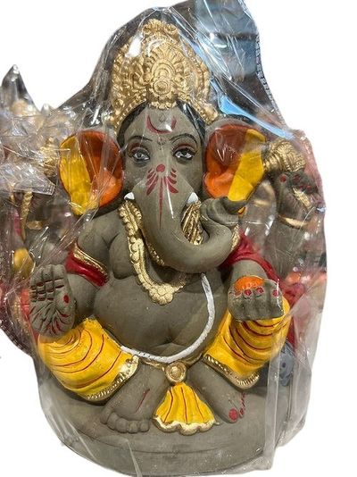 Ganesh Clay Idol 10 Inch (Color & Decorated)