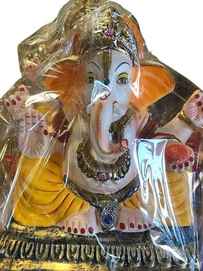 Ganesh Clay Idol Jeweled 12 Inch
