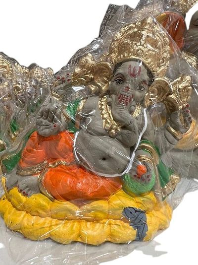 Ganesh Clay Idol (Mustard Yellow Color) 5 Inch