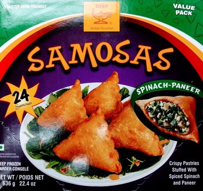 Deep Fro Spinach Paneer Samosa - 24pc