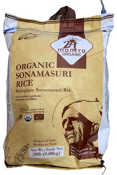 24 Mantra Organic White Sona Masoori Rice 20LB