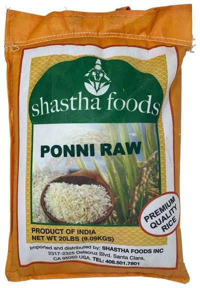 Shastha Ponni Raw Rice 20LB