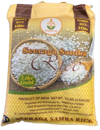 Shastha Seeraga Sambar Rice - 10lb