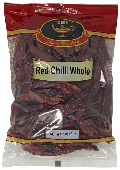 Deep Dried Dry Red Chilies Whole - 7oz/200gm