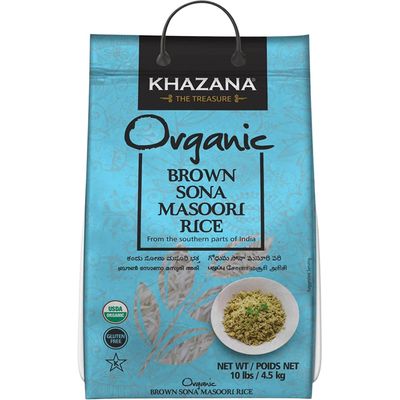 Khazana Organic Brown Sona Masoori Rice  10LB