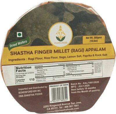 Shastha Finger Millet Ragi Appalam - 300gm