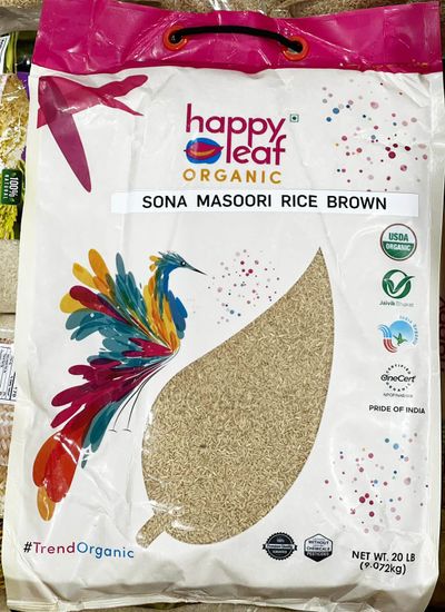 Happy Leaf Org Sona Masoori Rice Brown - 20LB