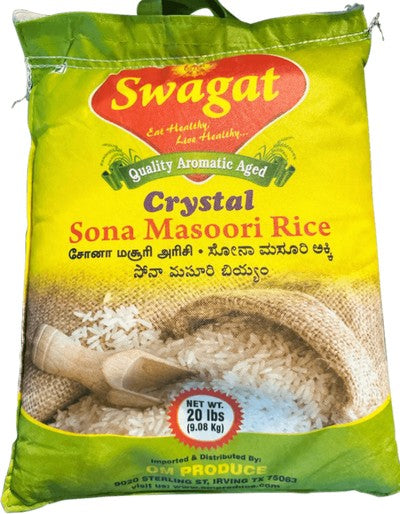 Swagat Crystal Sona Masoori Rice - 20LB