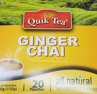 Quik Tea All Natural Ginger Instant Chai - 20Pouches